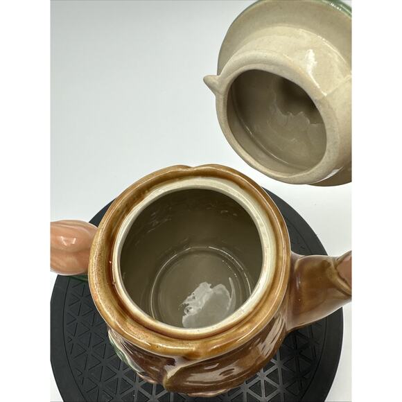 Studio Art Pottery Frog Brown Teapot Pink/Green EUC - Picture 9 of 9